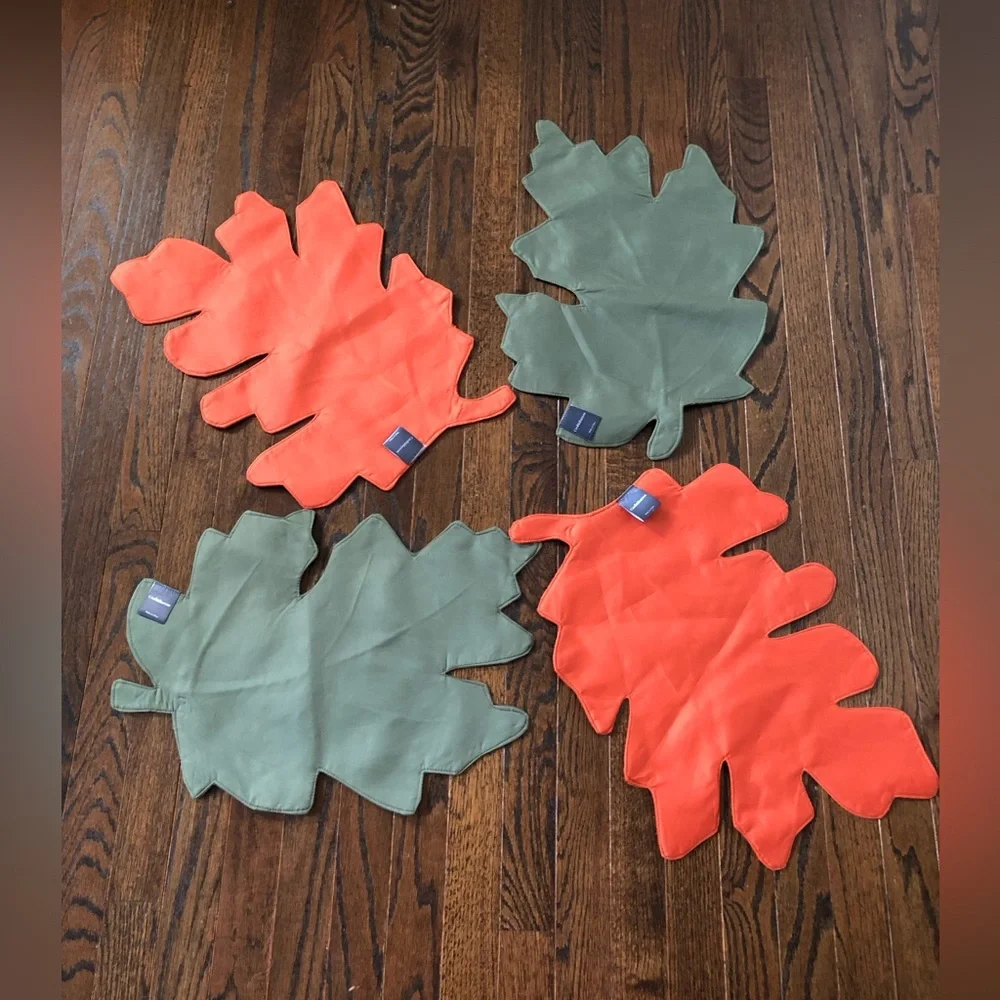 Croft & Barrow 4-Piece Burnt Orange/Green Leaves Cut-Out Microsuede Placemats